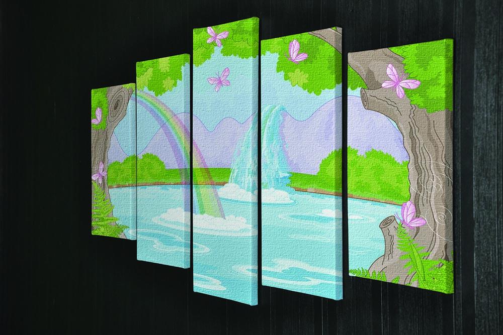 fairy landscape with Fabulous Waterfall 5 Split Panel Canvas - Canvas Art Rocks - 2