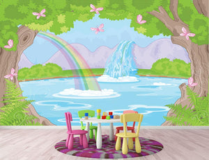 fairy landscape with Fabulous Waterfall Wall Mural Wallpaper - Canvas Art Rocks - 2