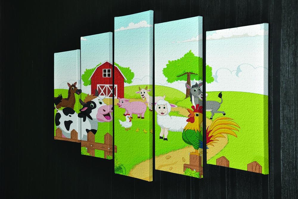 farm animals with background 5 Split Panel Canvas - Canvas Art Rocks - 2