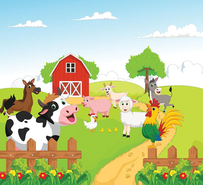 farm animals with background Wall Mural Wallpaper