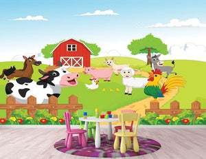 farm animals with background Wall Mural Wallpaper - Canvas Art Rocks - 2