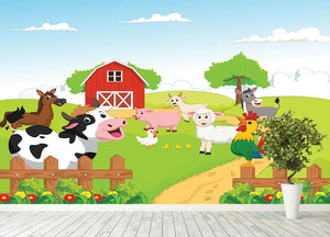 farm animals with background Wall Mural Wallpaper - Canvas Art Rocks - 4