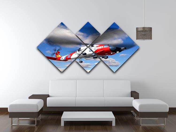 helicopter coast guard 4 Square Multi Panel Canvas  - Canvas Art Rocks - 3