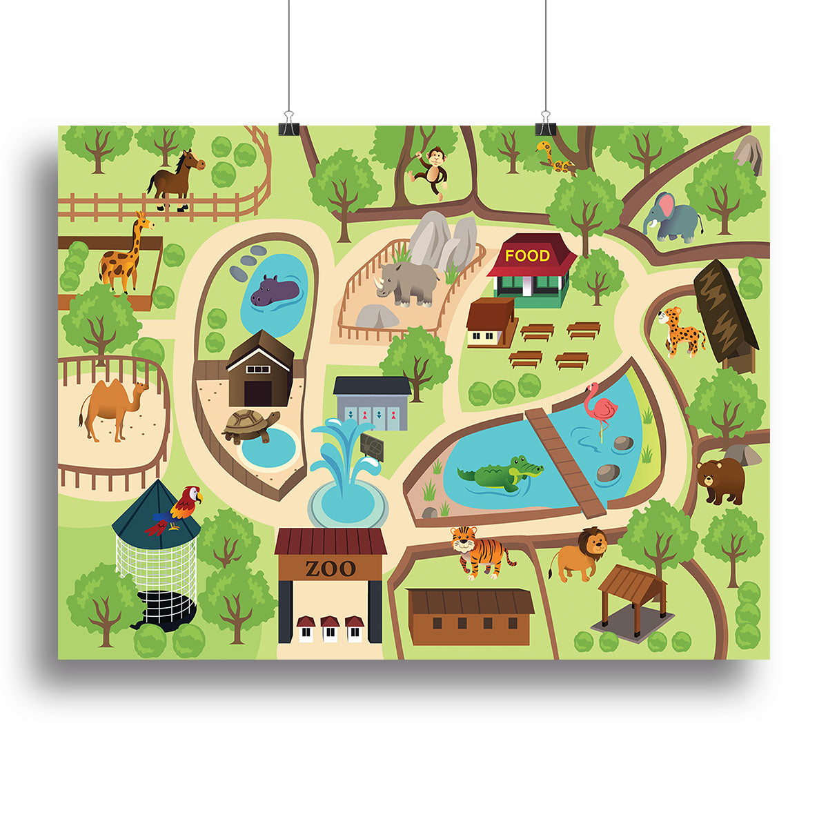 illustration of map of a zoo park Canvas Print or Poster - Canvas Art Rocks - 2