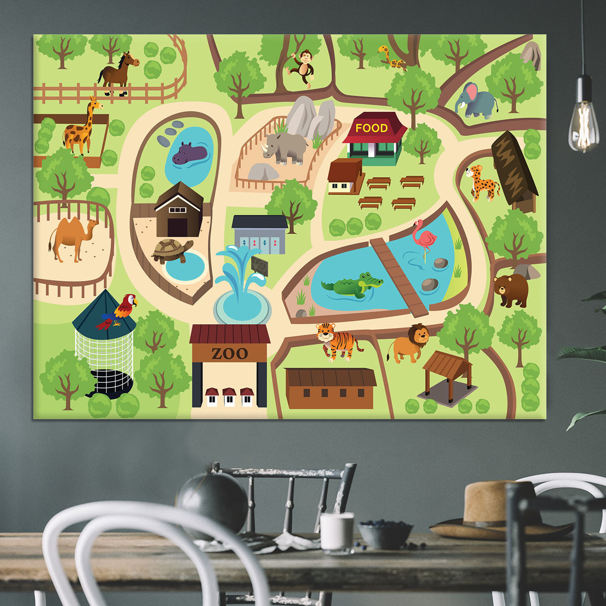 illustration of map of a zoo park Canvas Print or Poster - Canvas Art Rocks - 3