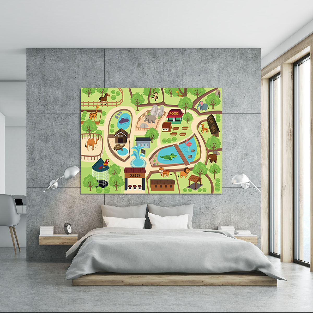 illustration of map of a zoo park Canvas Print or Poster - Canvas Art Rocks - 5