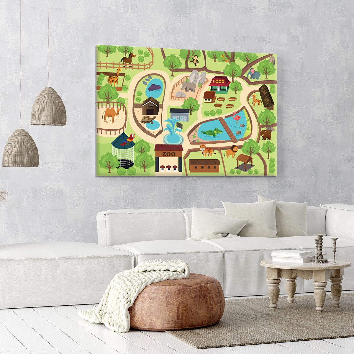 illustration of map of a zoo park Canvas Print or Poster - Canvas Art Rocks - 6