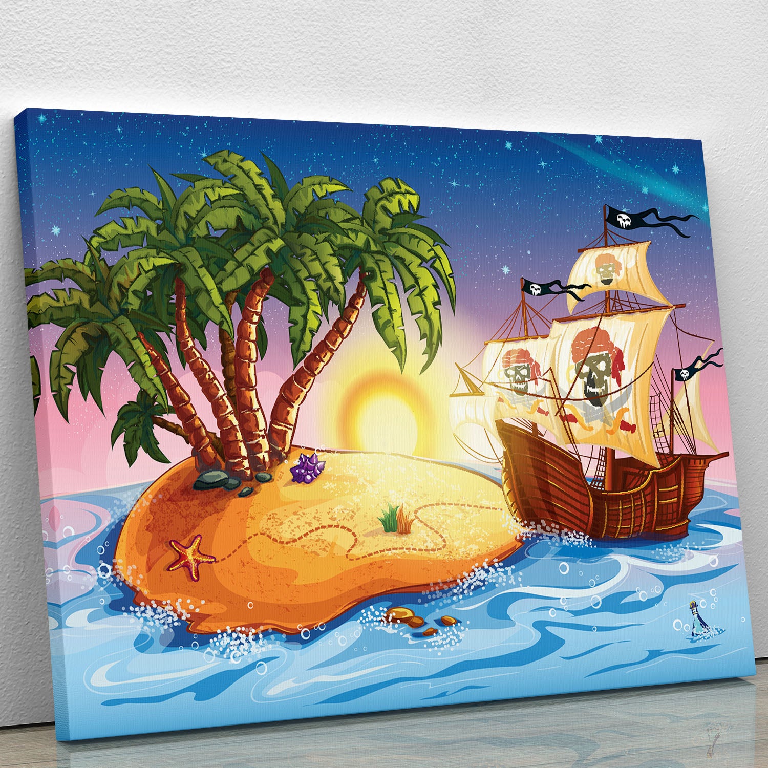 island with a pirate ship Canvas Print or Poster - Canvas Art Rocks - 1