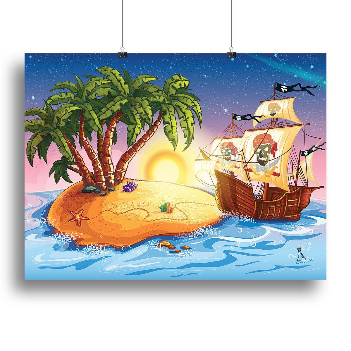 island with a pirate ship Canvas Print or Poster - Canvas Art Rocks - 2