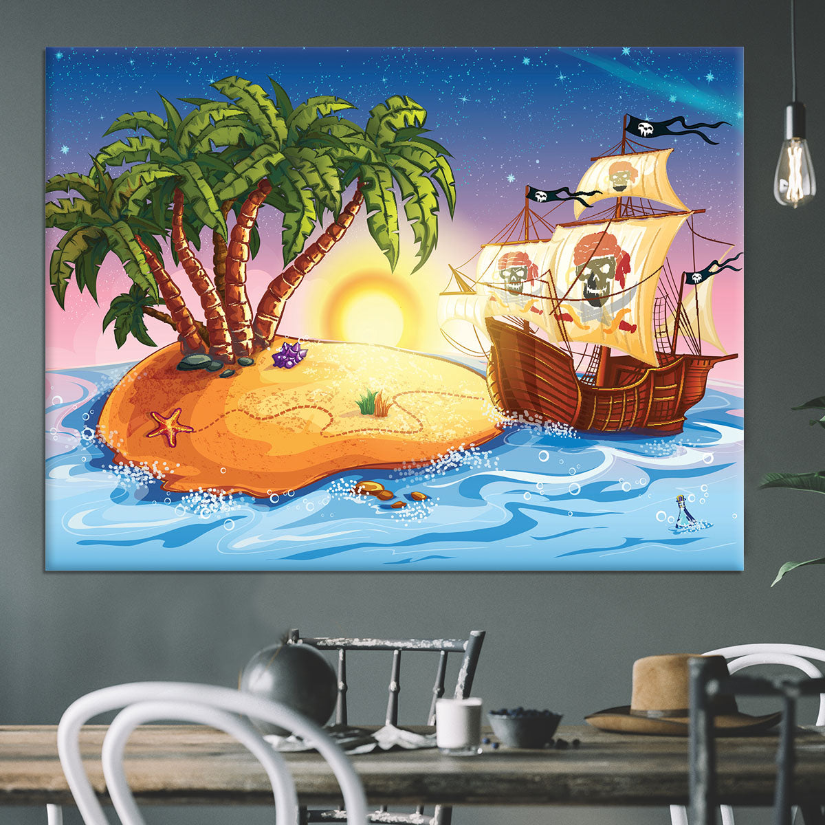 island with a pirate ship Canvas Print or Poster - Canvas Art Rocks - 3