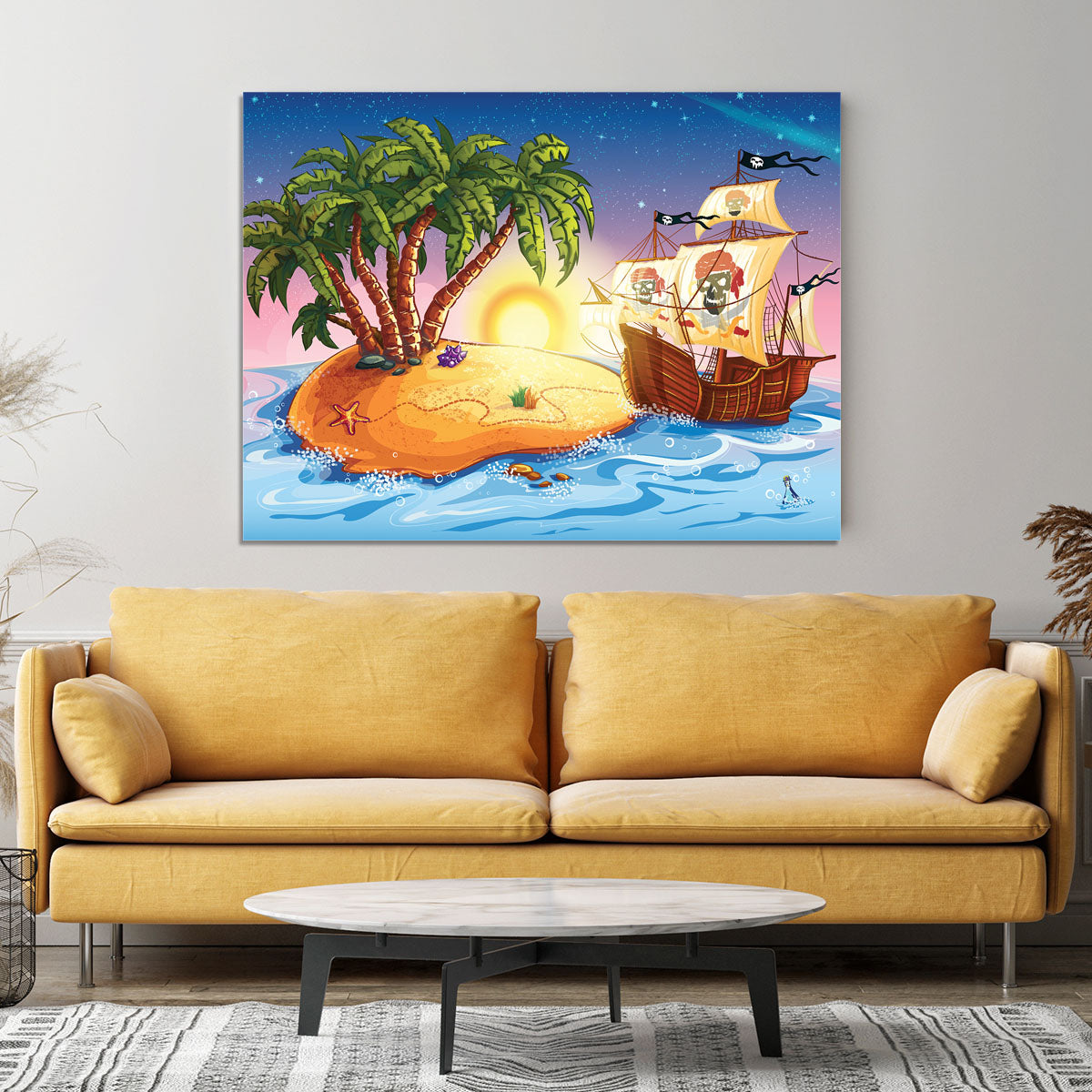 island with a pirate ship Canvas Print or Poster - Canvas Art Rocks - 4