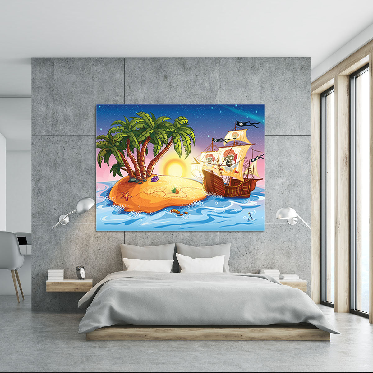island with a pirate ship Canvas Print or Poster - Canvas Art Rocks - 5