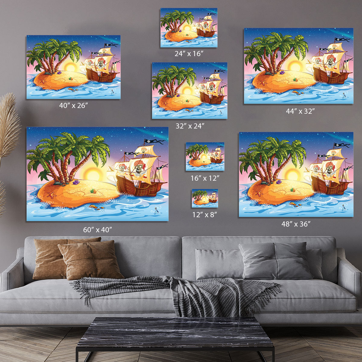 island with a pirate ship Canvas Print or Poster - Canvas Art Rocks - 7