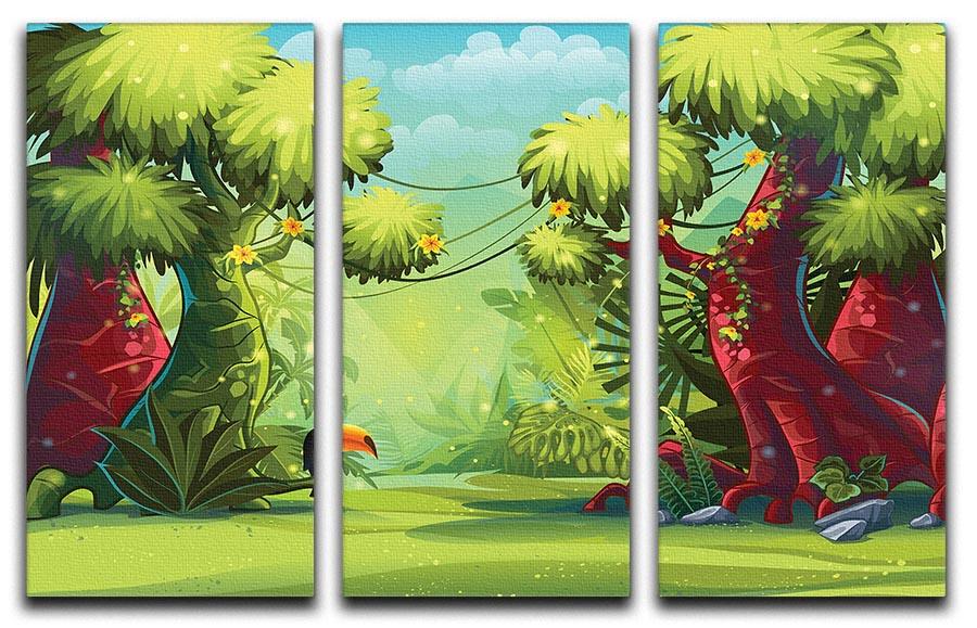 jungle with bird toucan 3 Split Panel Canvas Print - Canvas Art Rocks - 1