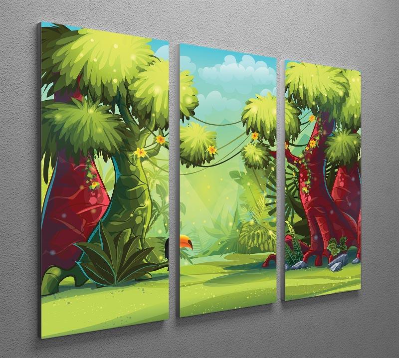 jungle with bird toucan 3 Split Panel Canvas Print - Canvas Art Rocks - 2