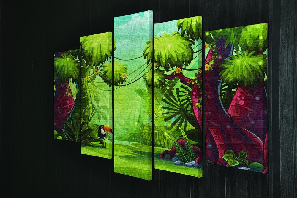 jungle with bird toucan 5 Split Panel Canvas - Canvas Art Rocks - 2
