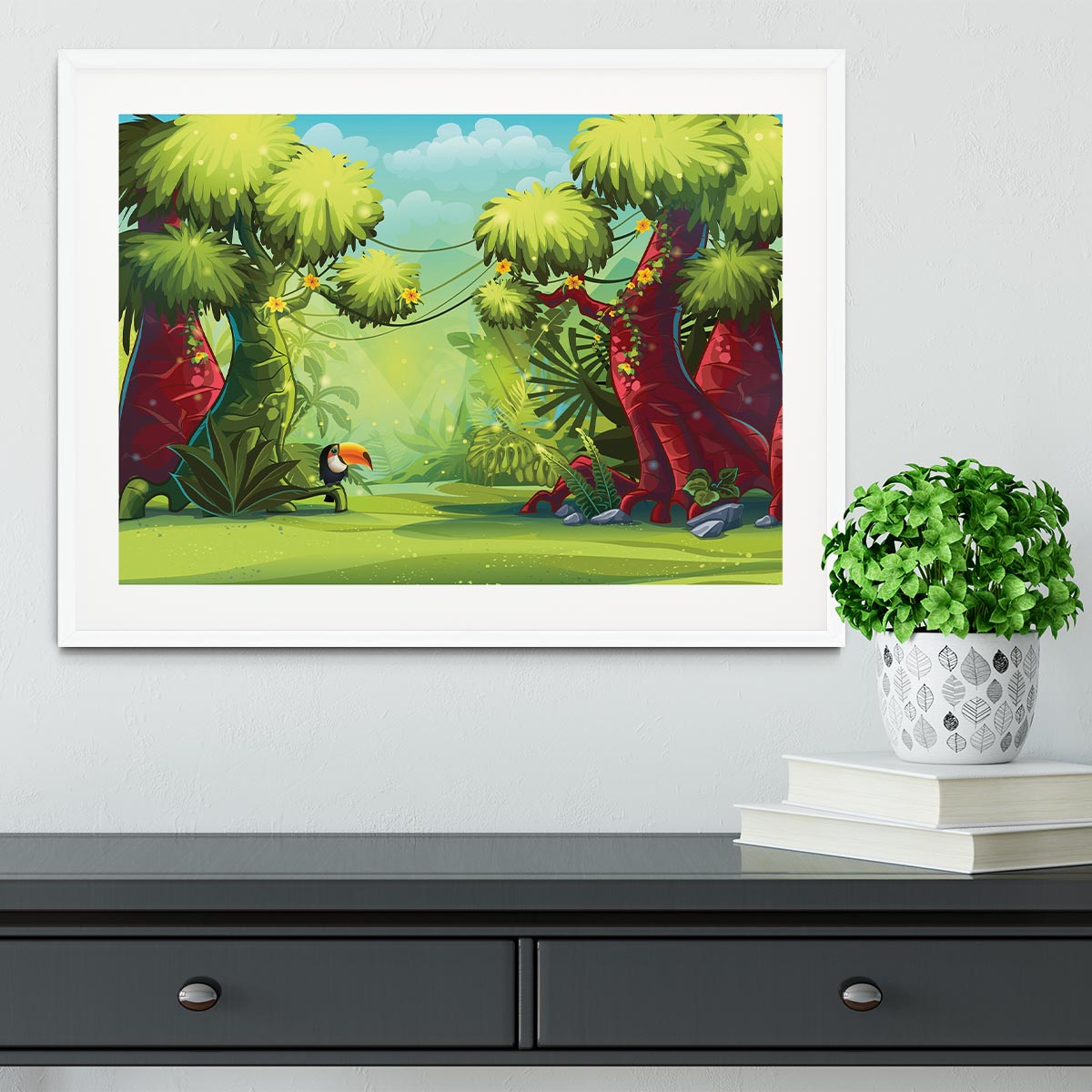 jungle with bird toucan Framed Print - Canvas Art Rocks - 5