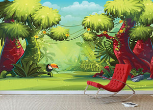 jungle with bird toucan Wall Mural Wallpaper - Canvas Art Rocks - 3
