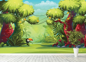 jungle with bird toucan Wall Mural Wallpaper - Canvas Art Rocks - 4
