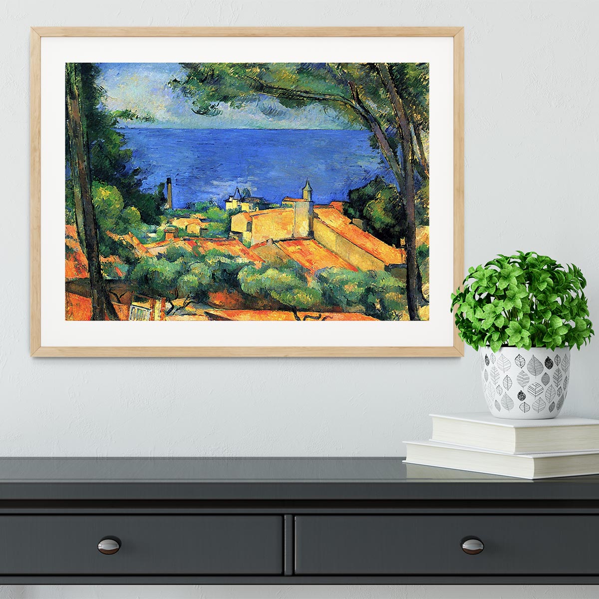 l'Estaque with Red Roofs by Cezanne Framed Print - Canvas Art Rocks - 3
