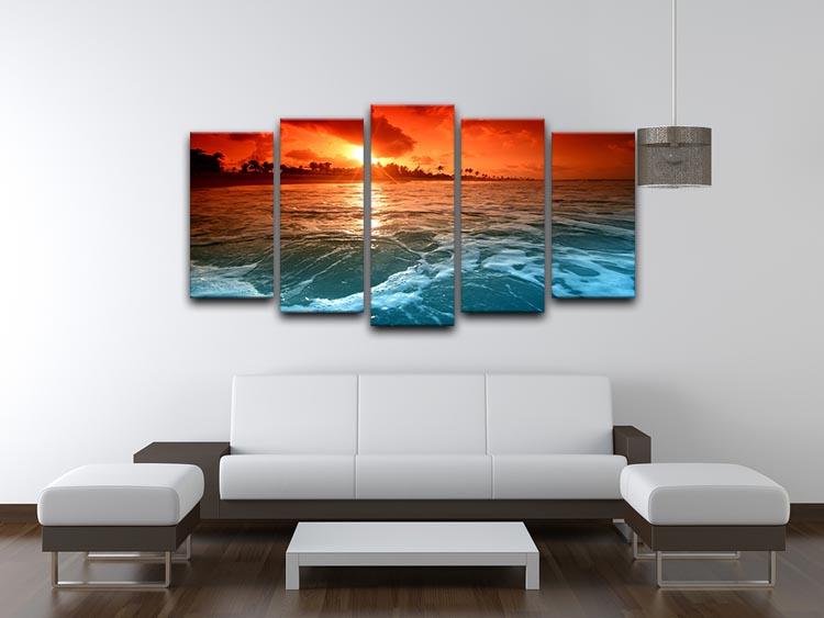 landscape ocean sunrice 5 Split Panel Canvas  - Canvas Art Rocks - 3