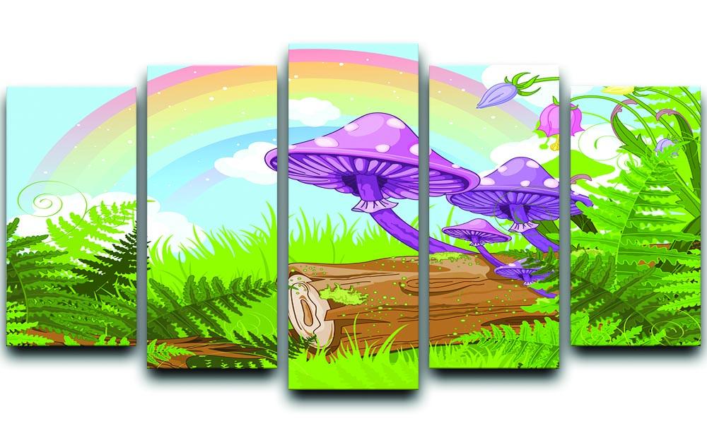 landscape with mushrooms and flowers 5 Split Panel Canvas  - Canvas Art Rocks - 1