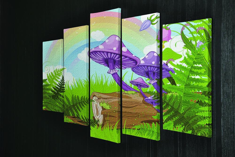 landscape with mushrooms and flowers 5 Split Panel Canvas - Canvas Art Rocks - 2