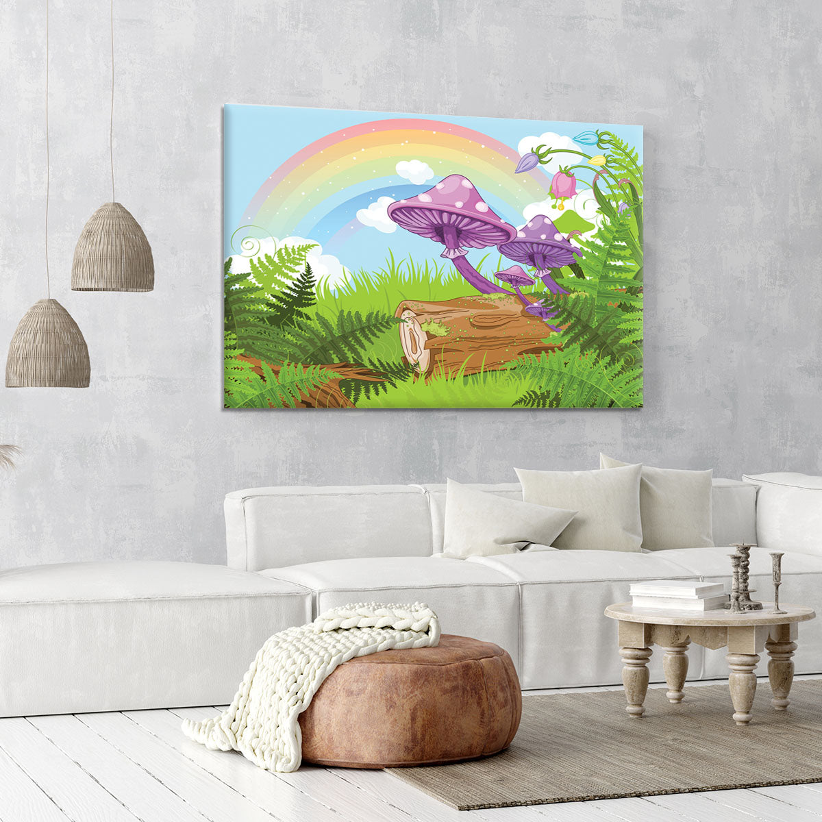 landscape with mushrooms and flowers Canvas Print or Poster - Canvas Art Rocks - 6