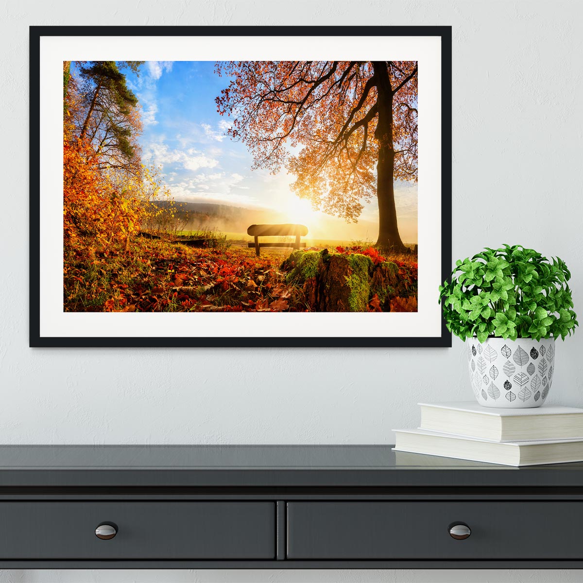 landscape with the sun warmly illumining Framed Print - Canvas Art Rocks - 1