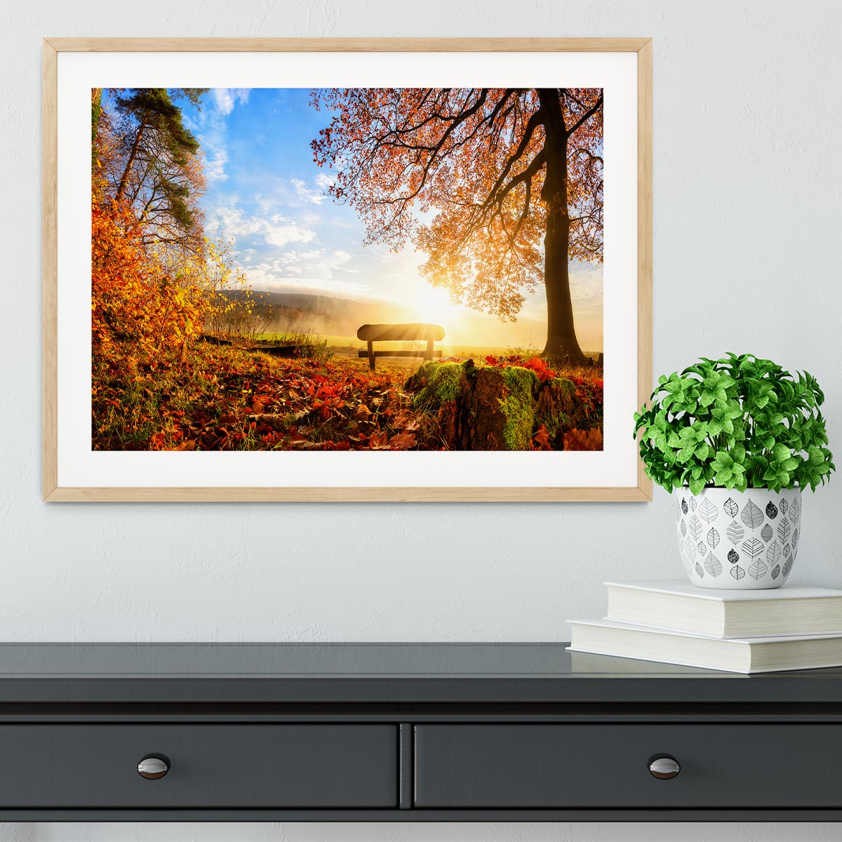 landscape with the sun warmly illumining Framed Print - Canvas Art Rocks - 3