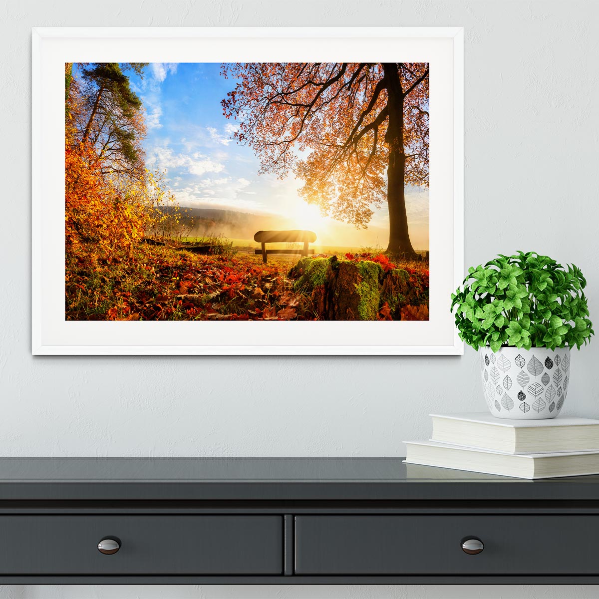landscape with the sun warmly illumining Framed Print - Canvas Art Rocks - 5