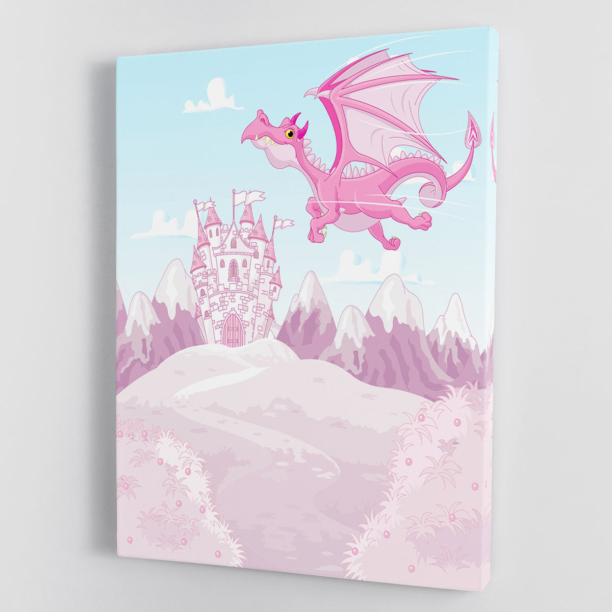 magic dragon on princess castle Canvas Print or Poster - Canvas Art Rocks - 1