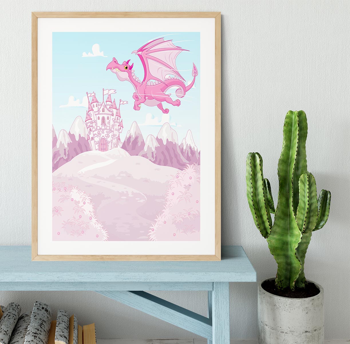 magic dragon on princess castle Framed Print - Canvas Art Rocks - 3