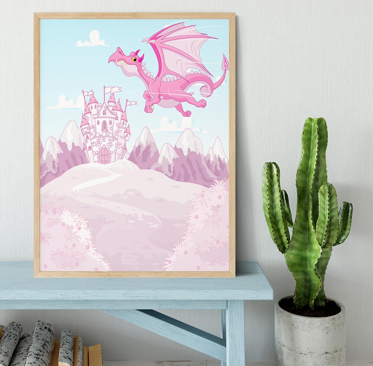magic dragon on princess castle Framed Print - Canvas Art Rocks - 4