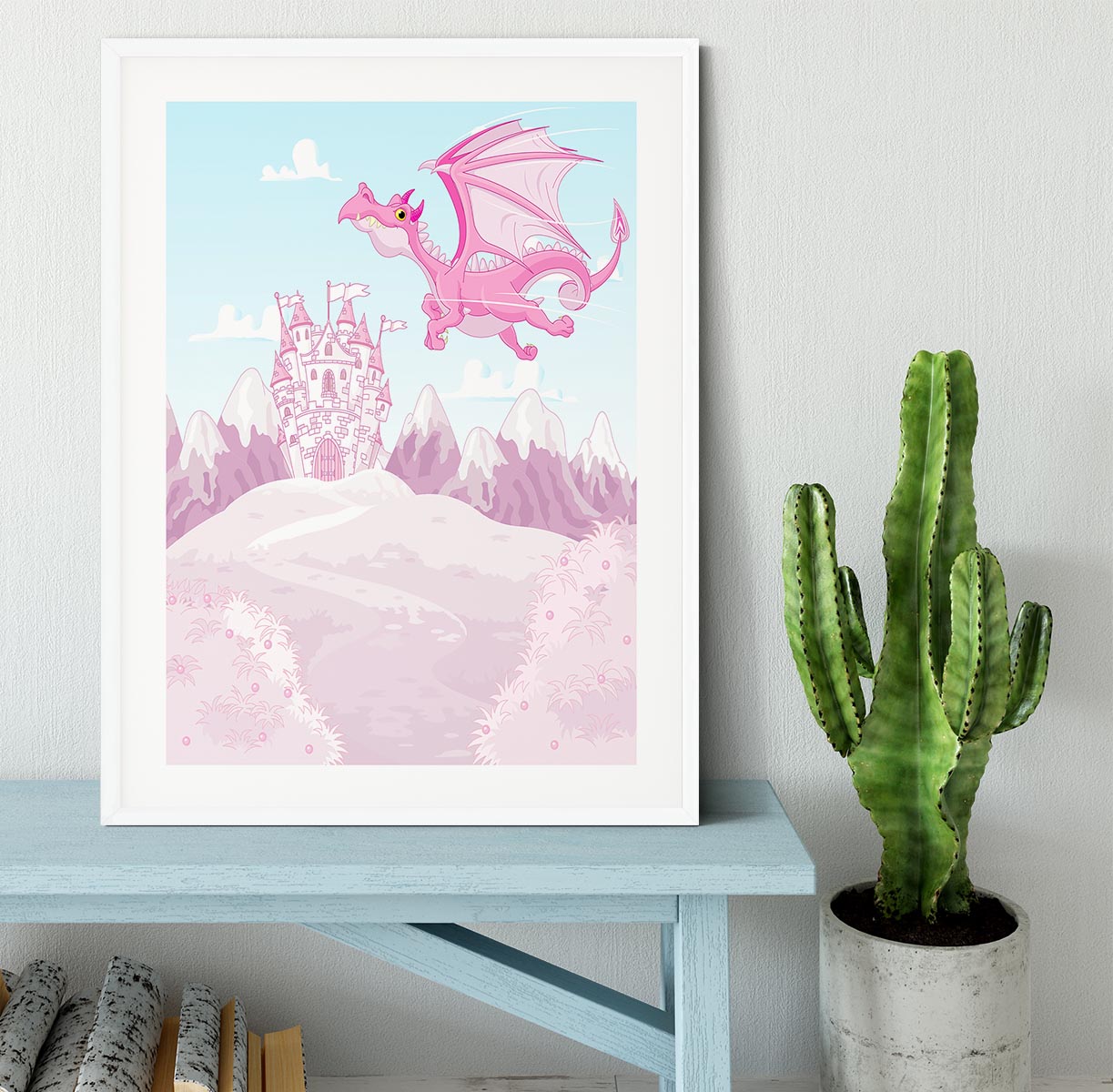 magic dragon on princess castle Framed Print - Canvas Art Rocks - 5