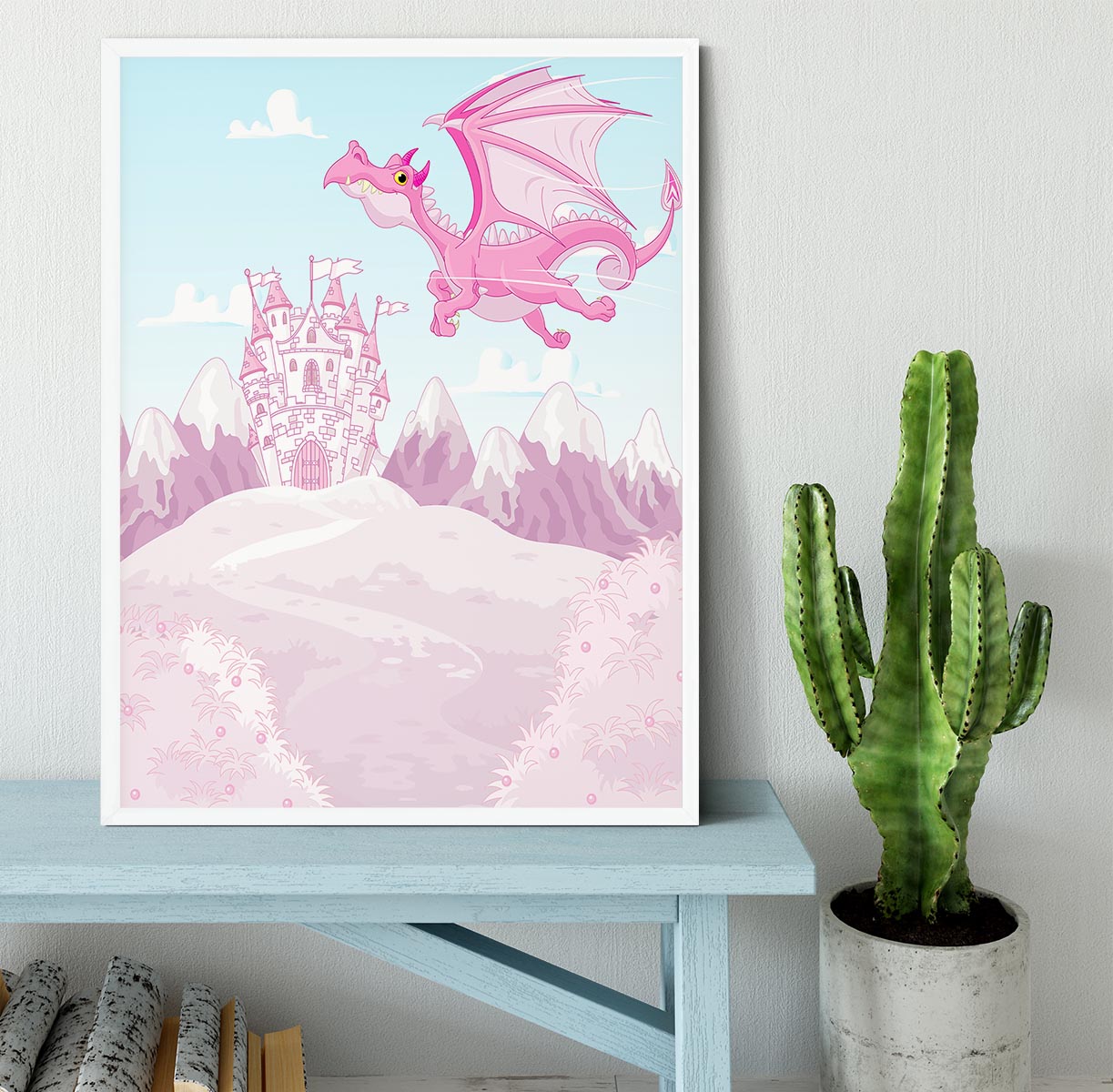 magic dragon on princess castle Framed Print - Canvas Art Rocks -6