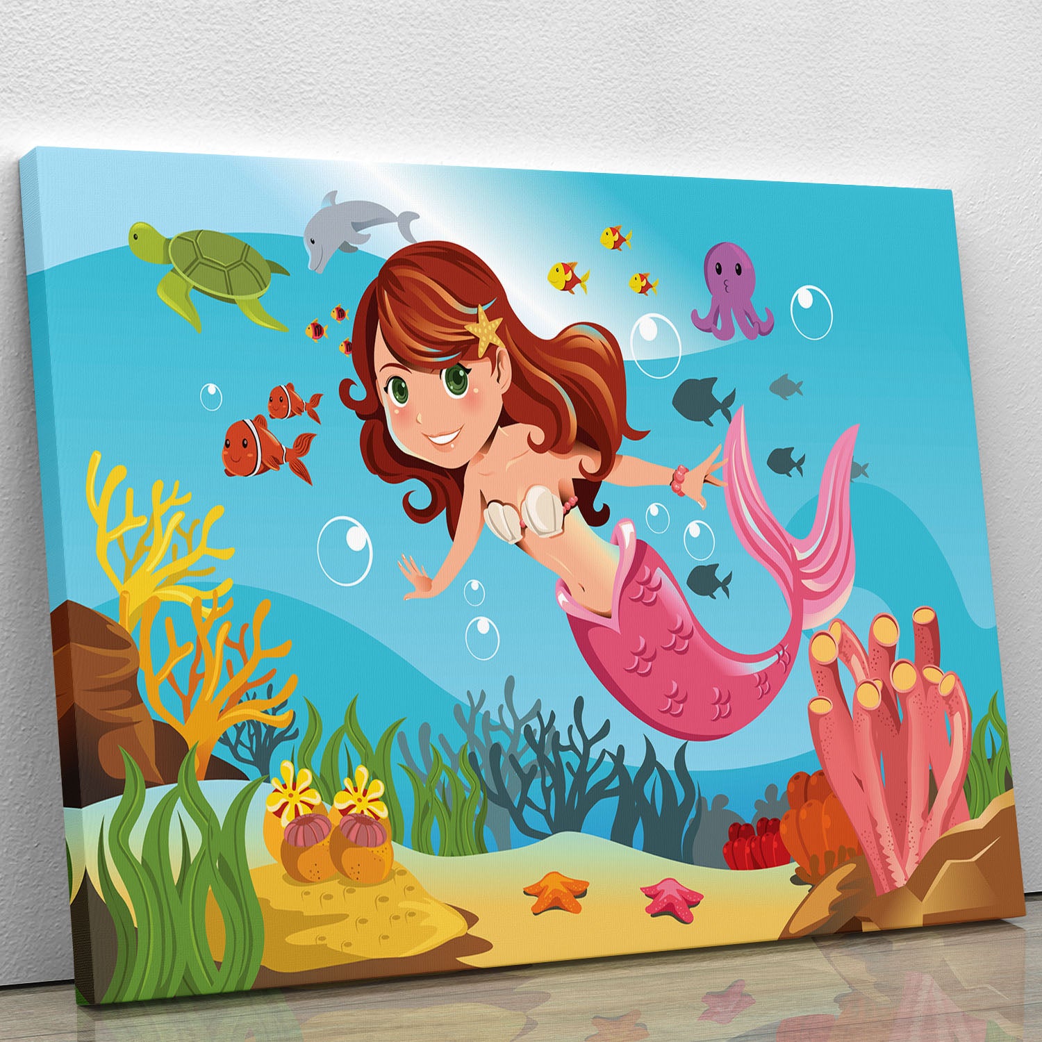 mermaid swimming underwater in the ocean Canvas Print or Poster - Canvas Art Rocks - 1
