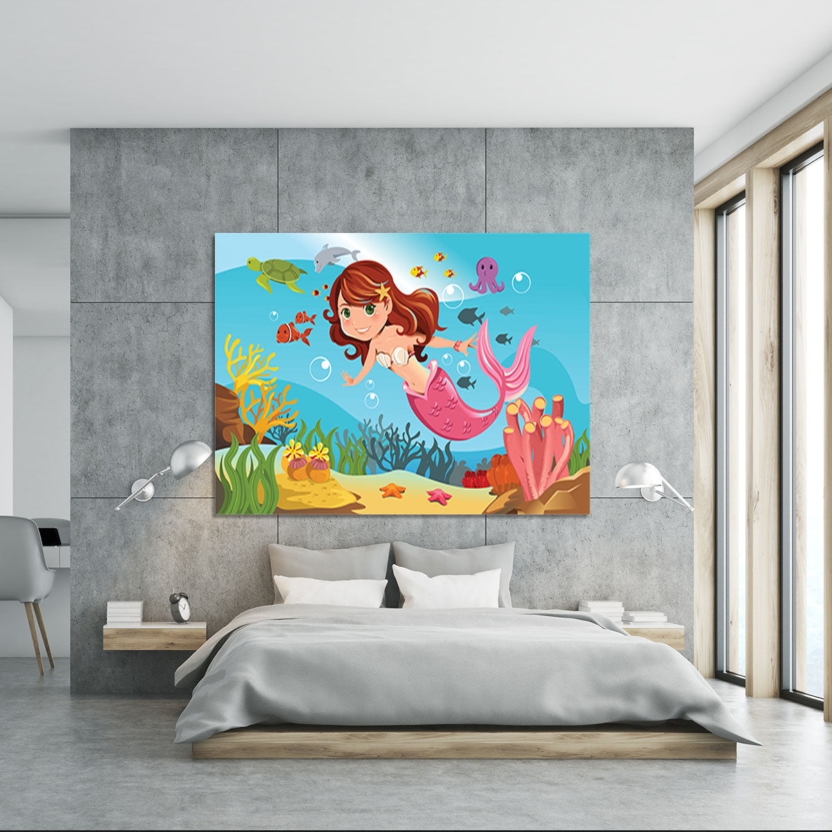 mermaid swimming underwater in the ocean Canvas Print or Poster - Canvas Art Rocks - 5