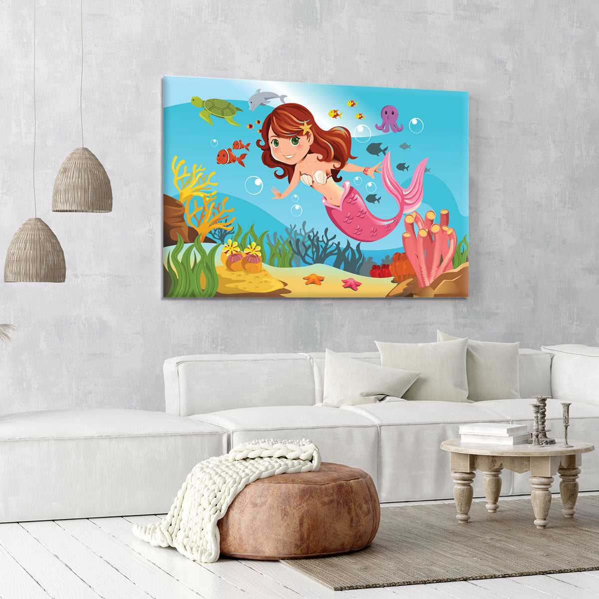 mermaid swimming underwater in the ocean Canvas Print or Poster - Canvas Art Rocks - 6
