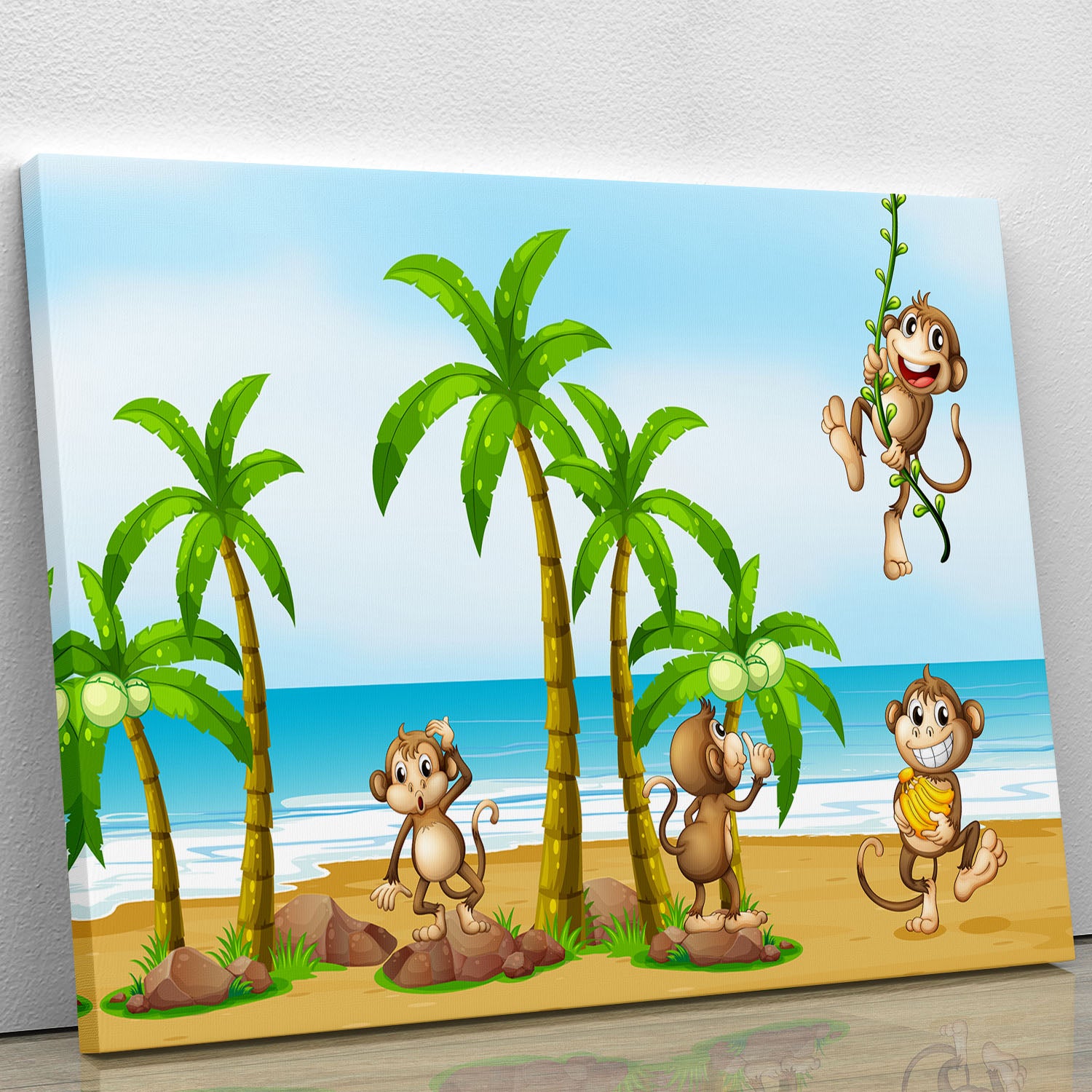 monkeys on the beach Canvas Print or Poster - Canvas Art Rocks - 1