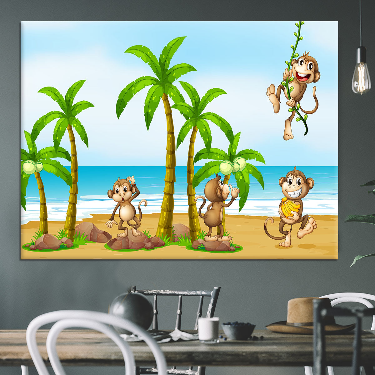 monkeys on the beach Canvas Print or Poster - Canvas Art Rocks - 3