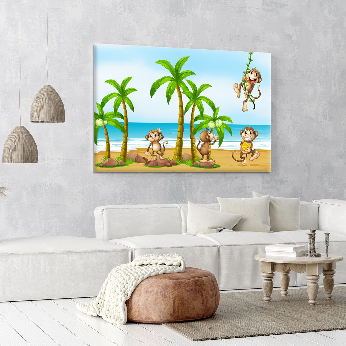monkeys on the beach Canvas Print or Poster - Canvas Art Rocks - 6