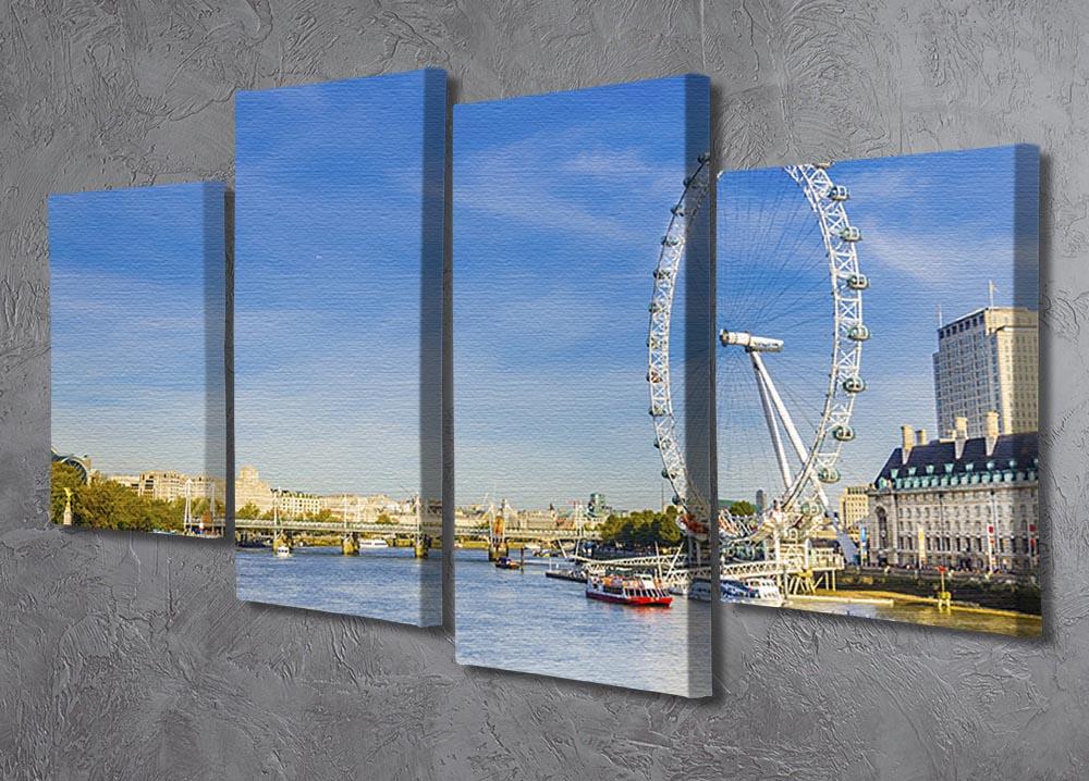morning with London eye millennium wheel 4 Split Panel Canvas  - Canvas Art Rocks - 2