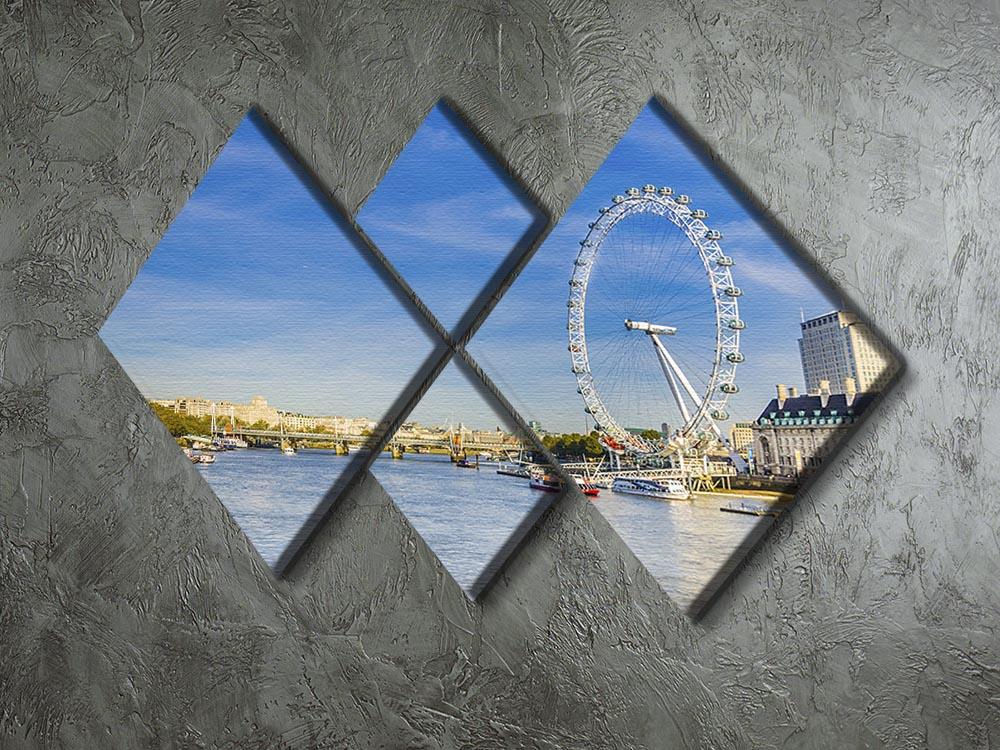 morning with London eye millennium wheel 4 Square Multi Panel Canvas  - Canvas Art Rocks - 2