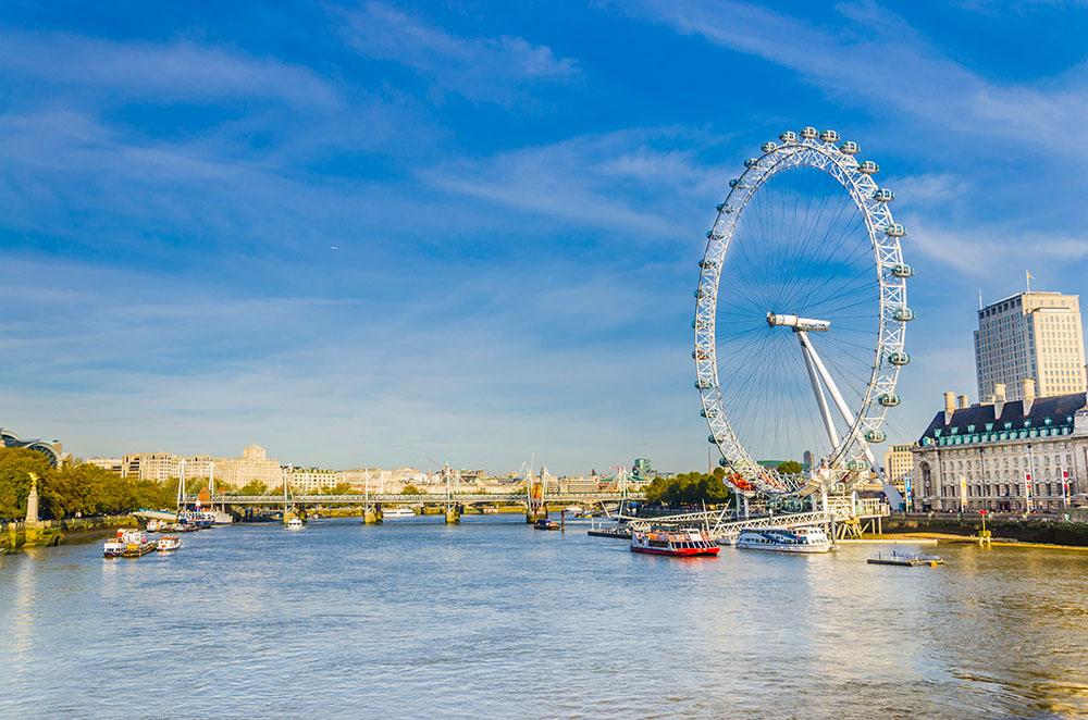 morning with London eye millennium wheel Wall Mural Wallpaper - Canvas Art Rocks - 1