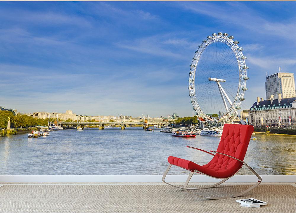 morning with London eye millennium wheel Wall Mural Wallpaper - Canvas Art Rocks - 2