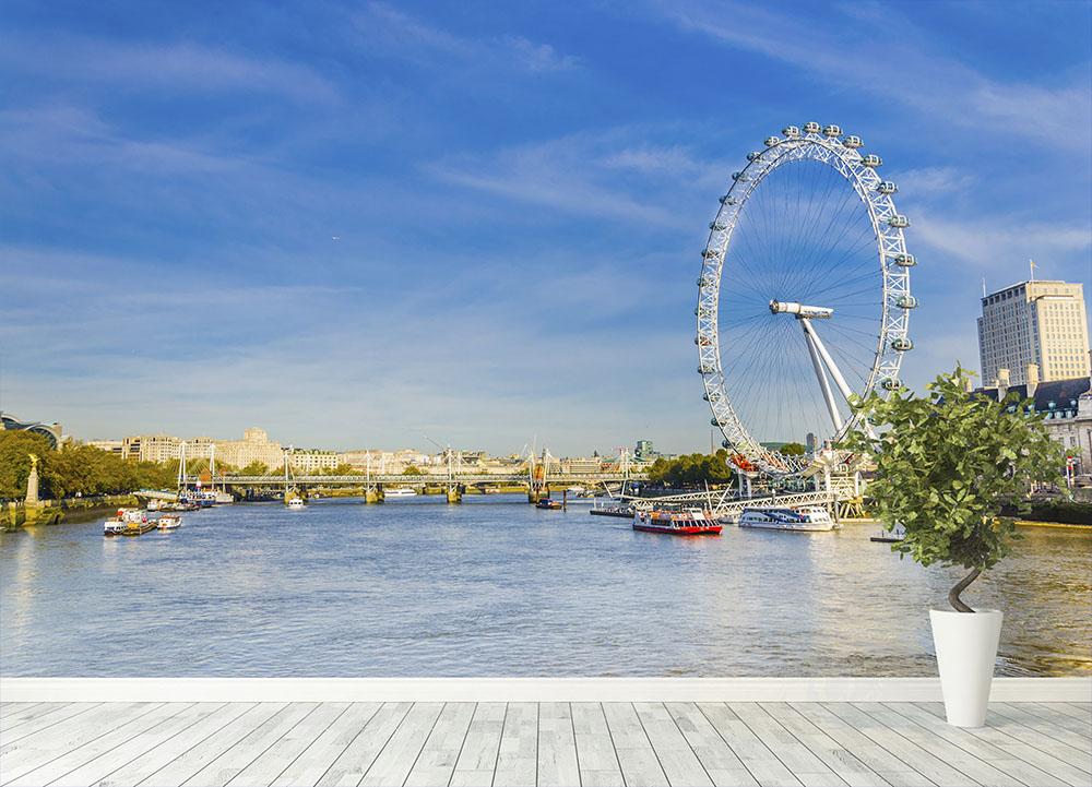 morning with London eye millennium wheel Wall Mural Wallpaper - Canvas Art Rocks - 4