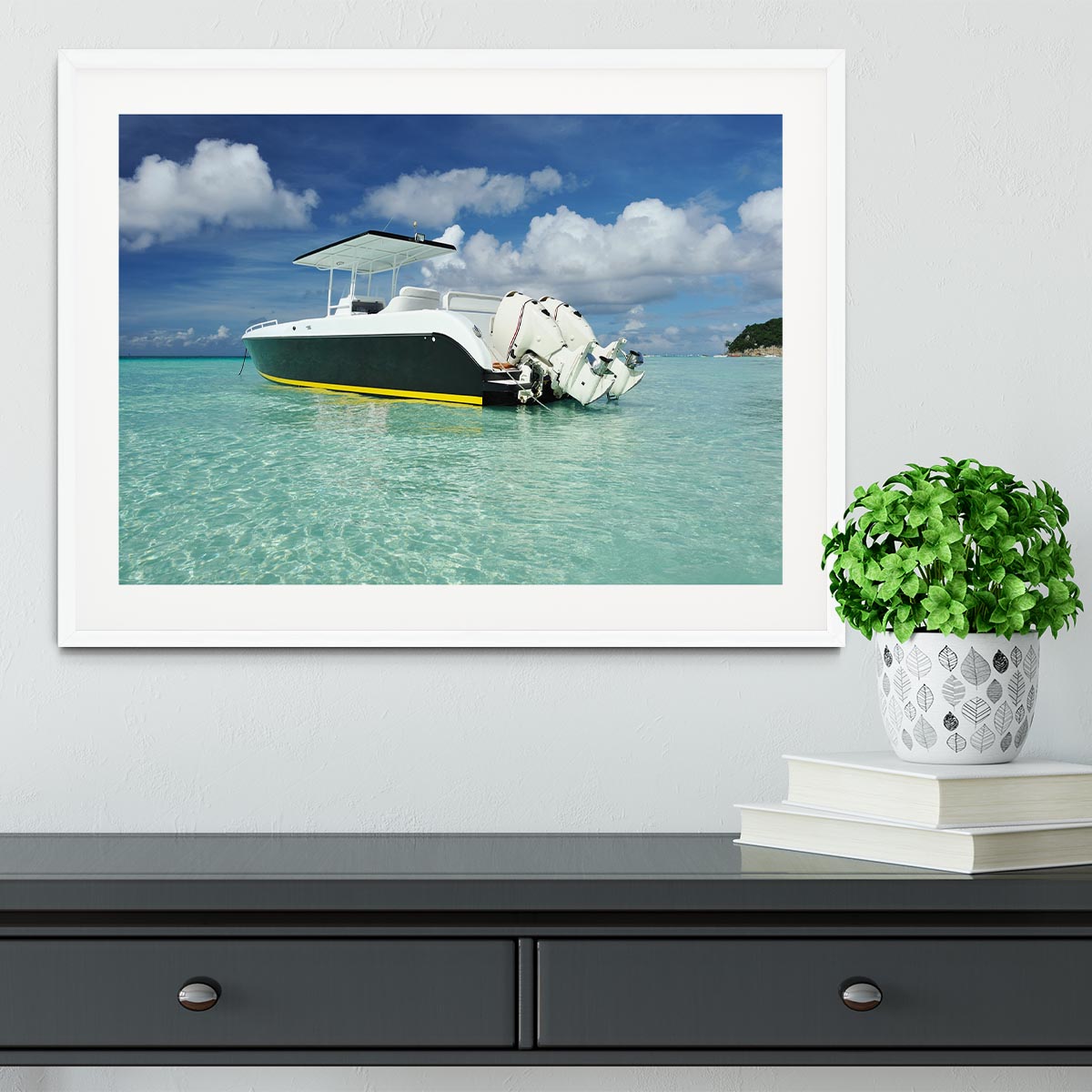 motor boat at Boracay island Framed Print - Canvas Art Rocks - 5