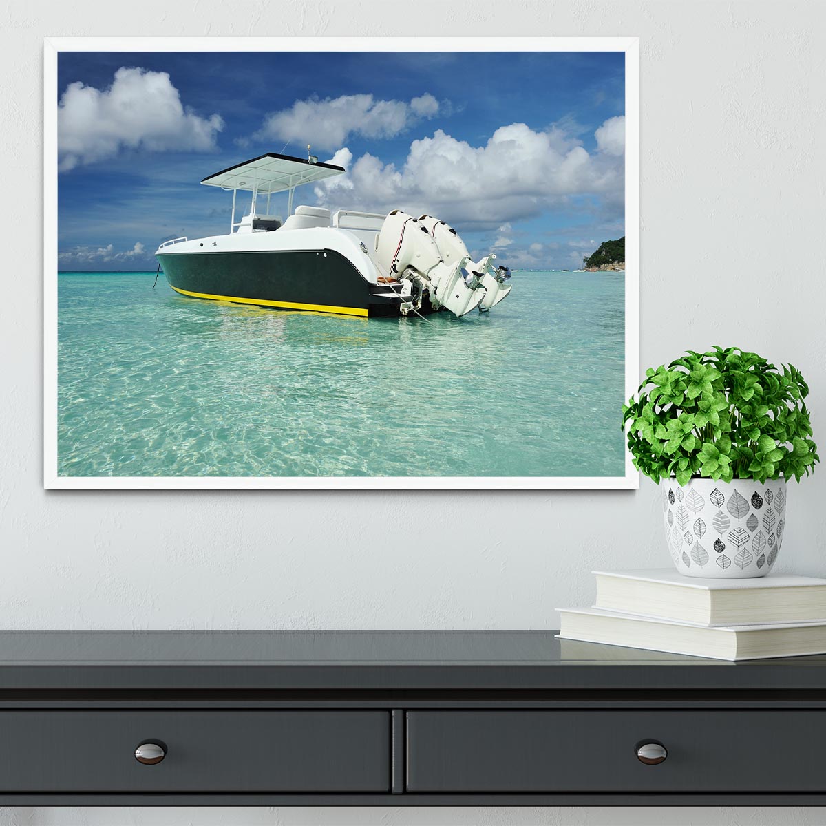motor boat at Boracay island Framed Print - Canvas Art Rocks -6