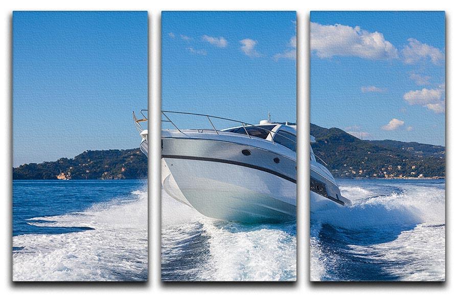 motor boat yachts Italy 3 Split Panel Canvas Print - Canvas Art Rocks - 1